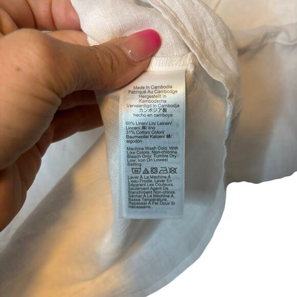 NWT J.Crew White Linen Ruffle Tank Top XS | Summer Work Casual Blouse - Picture 7 of 7